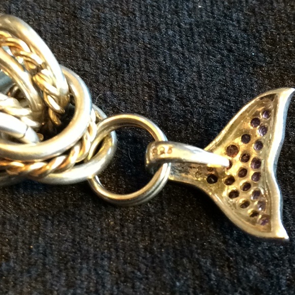 Marked 925 Pink Whale Tail Triple Link Bracelet - Picture 7 of 7